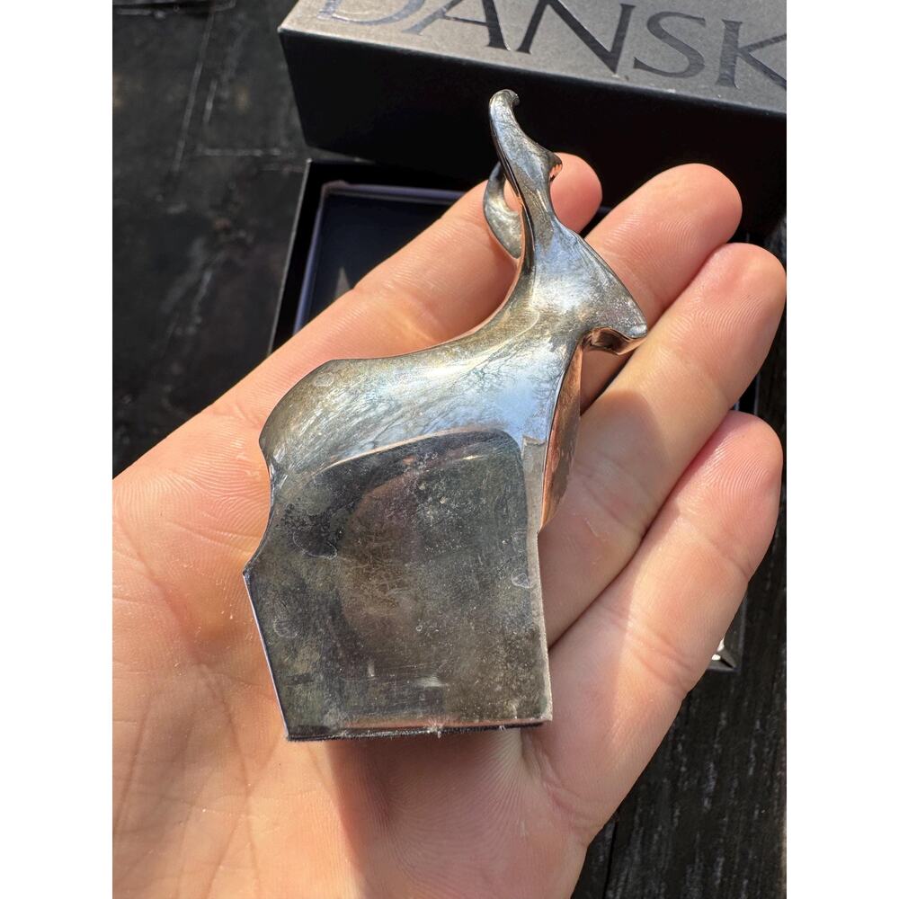 Dansk Designs Silver Reindeer Paperweight Danish Swedish Gifts Presents Retro - Picture 2 of 11